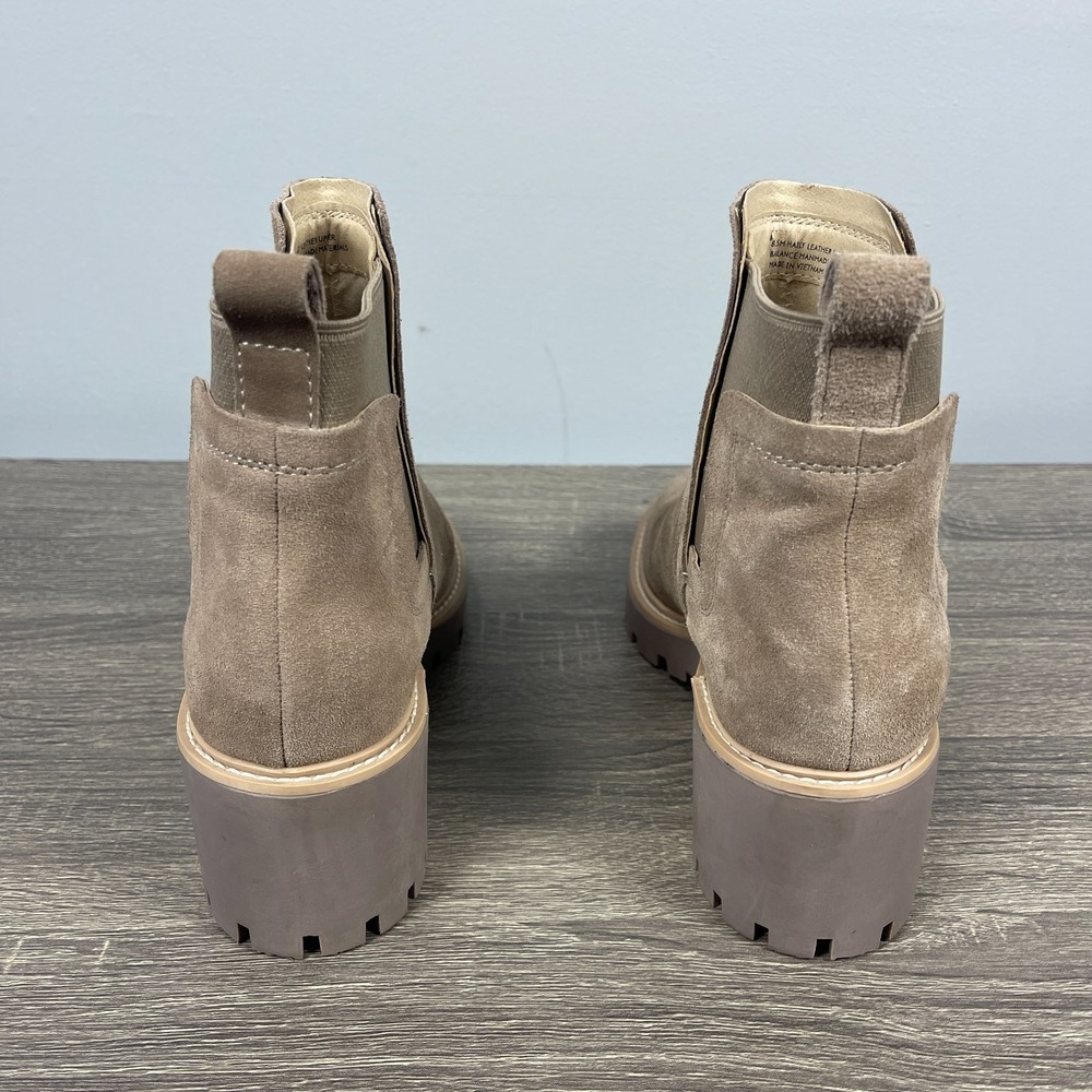 Dolce Vita Haily Boots Womens Size 8.5M Taupe Suede Leather Chunky Heel Chelsea - Picture 6 of 10
